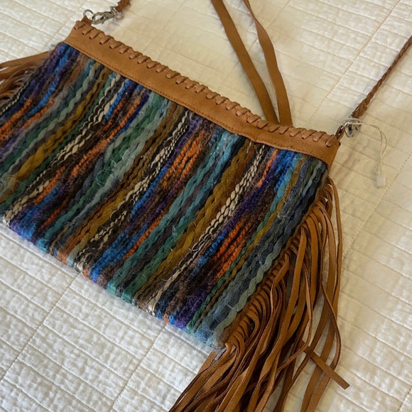 Leather Tassel Western Cowgirl Bohemian Fringe Shoulder Bag / Clutch - Picture 2 of 7